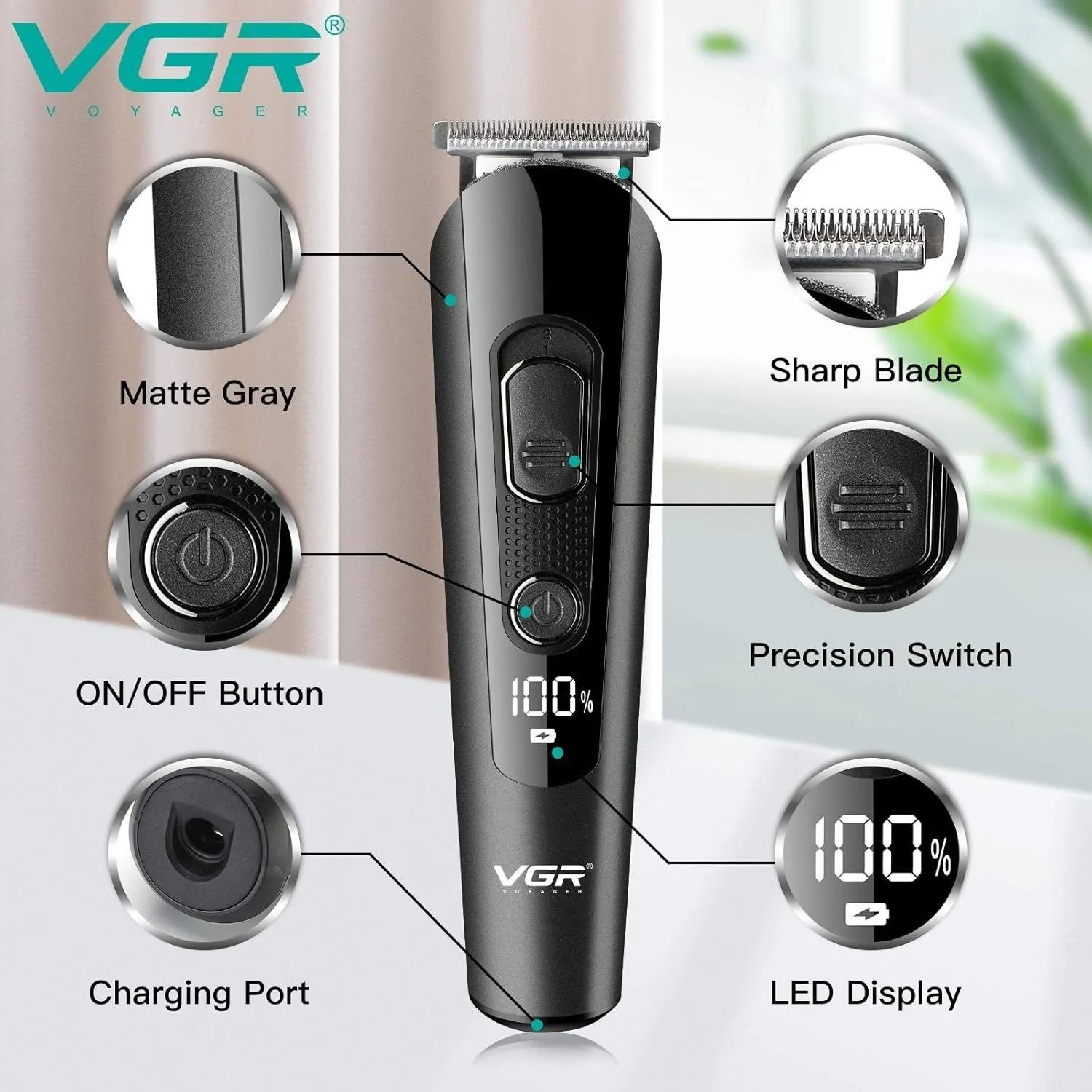 طقم ماكينة حلاقة في جي ار بروفيشنال ، استخدام جاف ، اسود - V-175