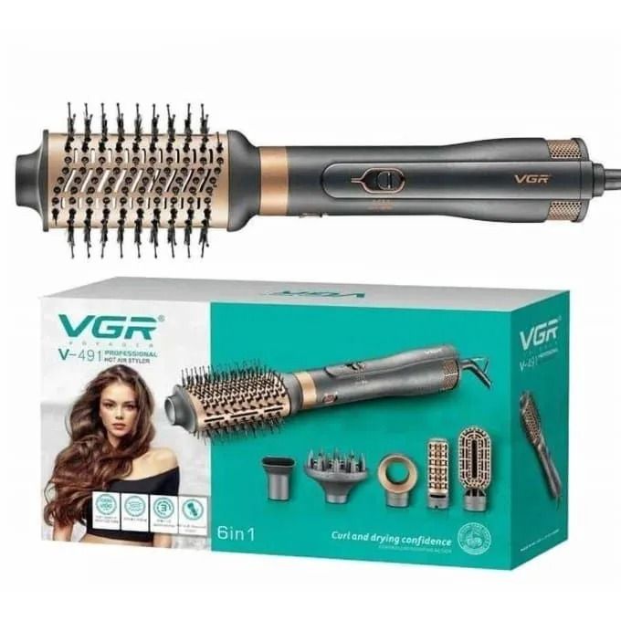 VGR Volumizer Brush with Attachments 1000 Watt , Black - V-491