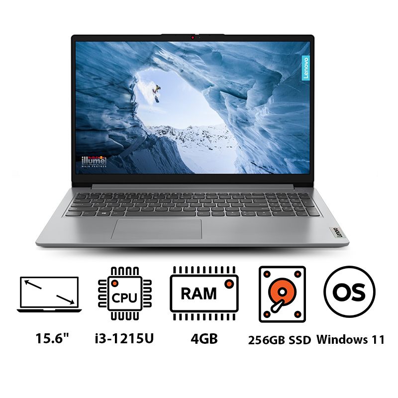 لاب توب لينوفو ايديا باد 1 - 15IAU7 ، معالج انتل كور i3-1215U 15.6 بوصة ، هارد 256 جيجا بايت SSD ، رام 4 جيجا بايت ، كارت شاشة انتل UHD جرافيكس ،ويندوز 11 - رمادي كلاود