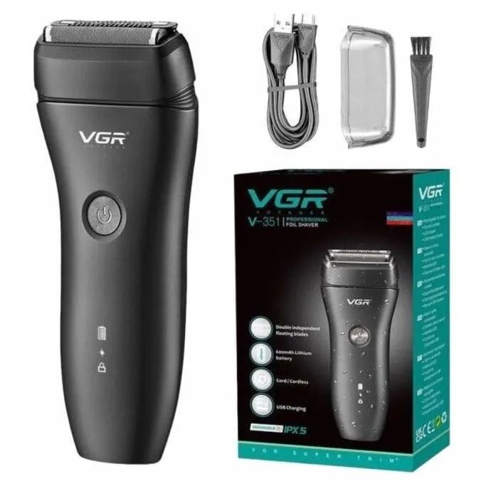 ماكينة حلاقة بشفرة فويل بدون سلك في جي ار ، استخدام جاف ورطب ، اسود - V-351