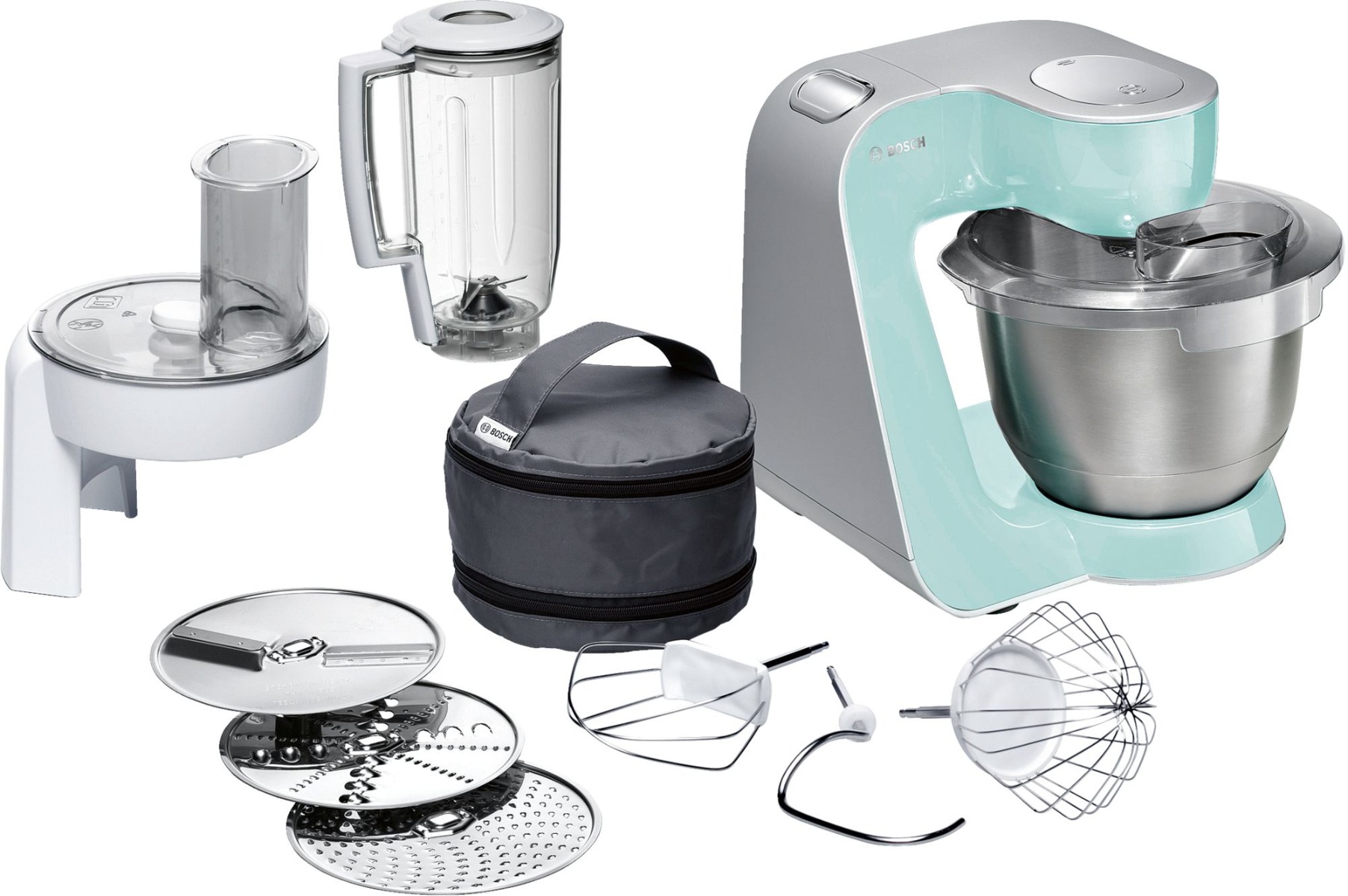 Bosch Series 4 Kitchen Machine ,1000 Watt ,Turquoise Silver - MUM58020