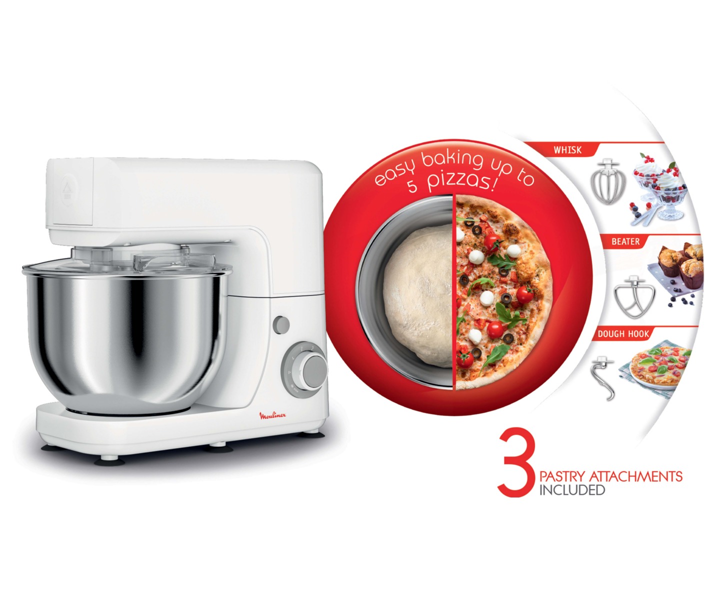Moulinex Masterchef Kitchen Machine ,800 Watt ,White - QA150110