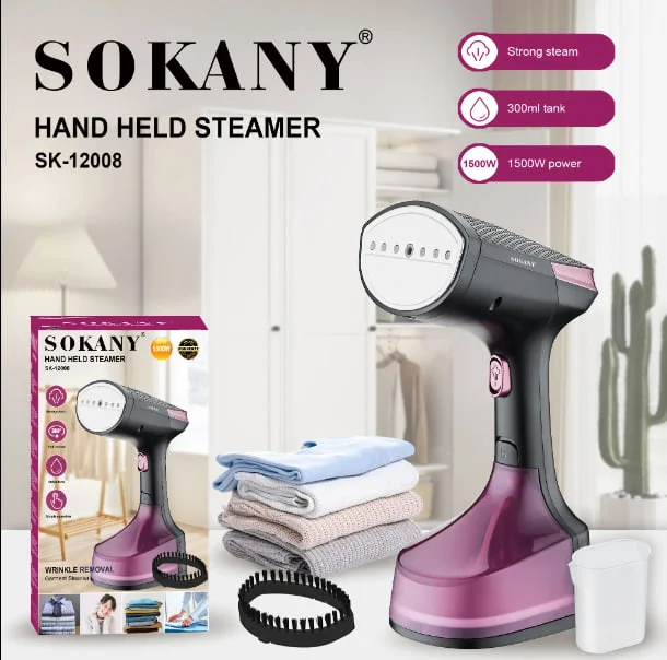 Sokany Electric Handheld Steam Iron , 1500 Watt Black Purple - SK-12008