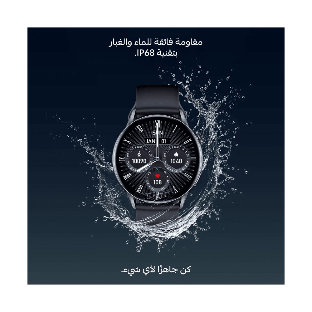 ساعة سمارت كاردو اكس اوربيت ، مقاس 1.6 بوصة ، اسود وفضي