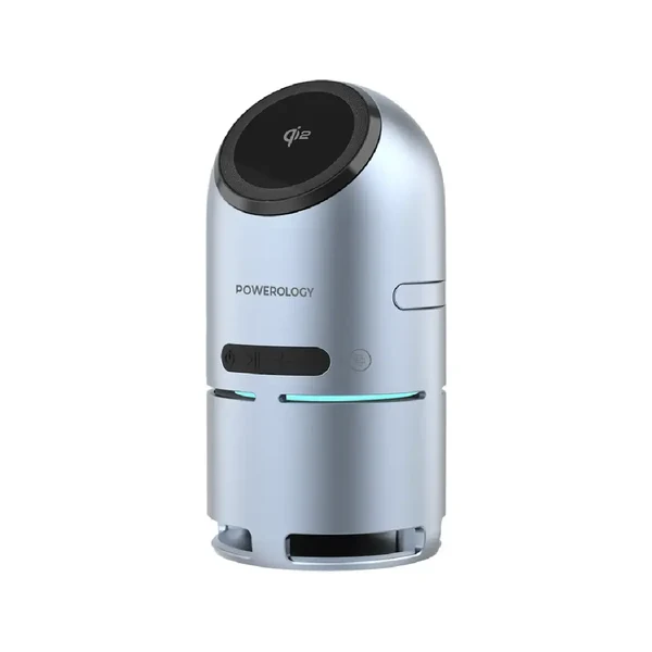 Powerology Qi2 Bluetooth Speaker with Wireless Charger , Grey - PWC039