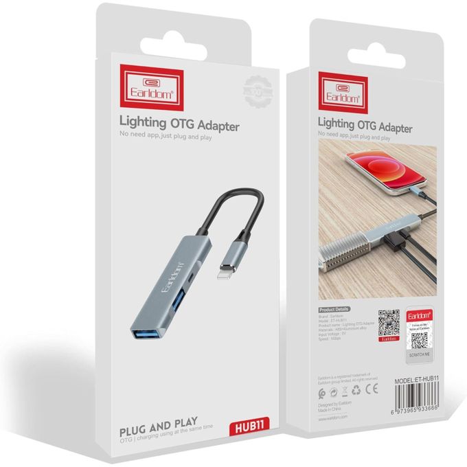 Earldom 3 in 1 OTG Adapter Grey - HUB11
