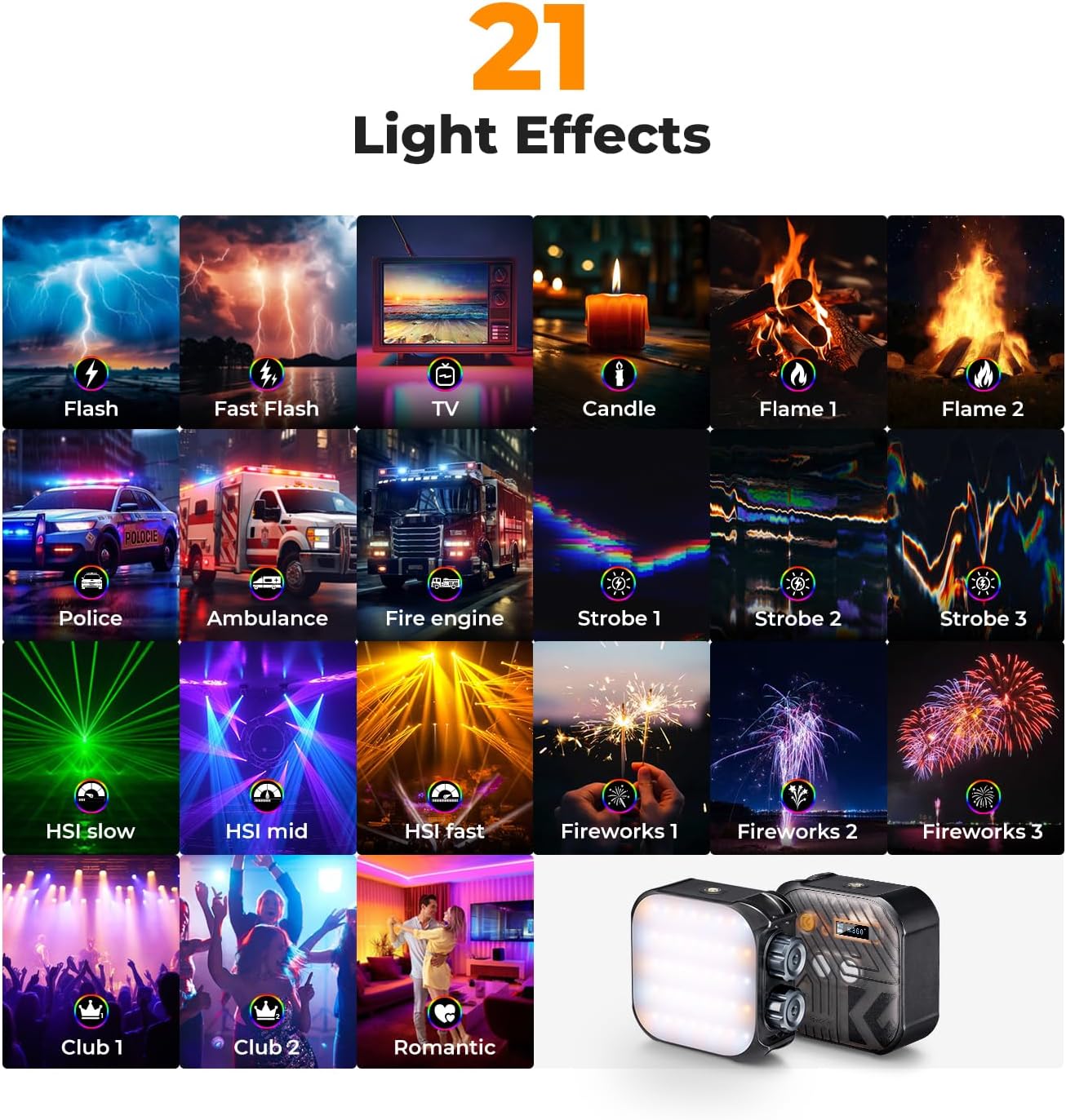 K&F Concept RGB Video Light ,Black - KF34.036