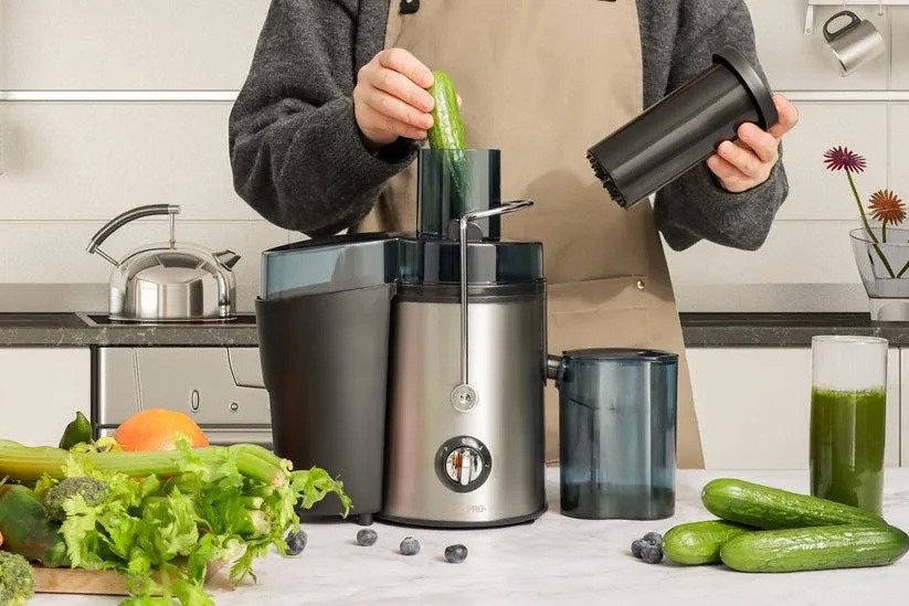 Swiss Pro Plus Juice Extractor , 800 milliliter 450 Watt Black Stainless Steel - SP-PEJ1000