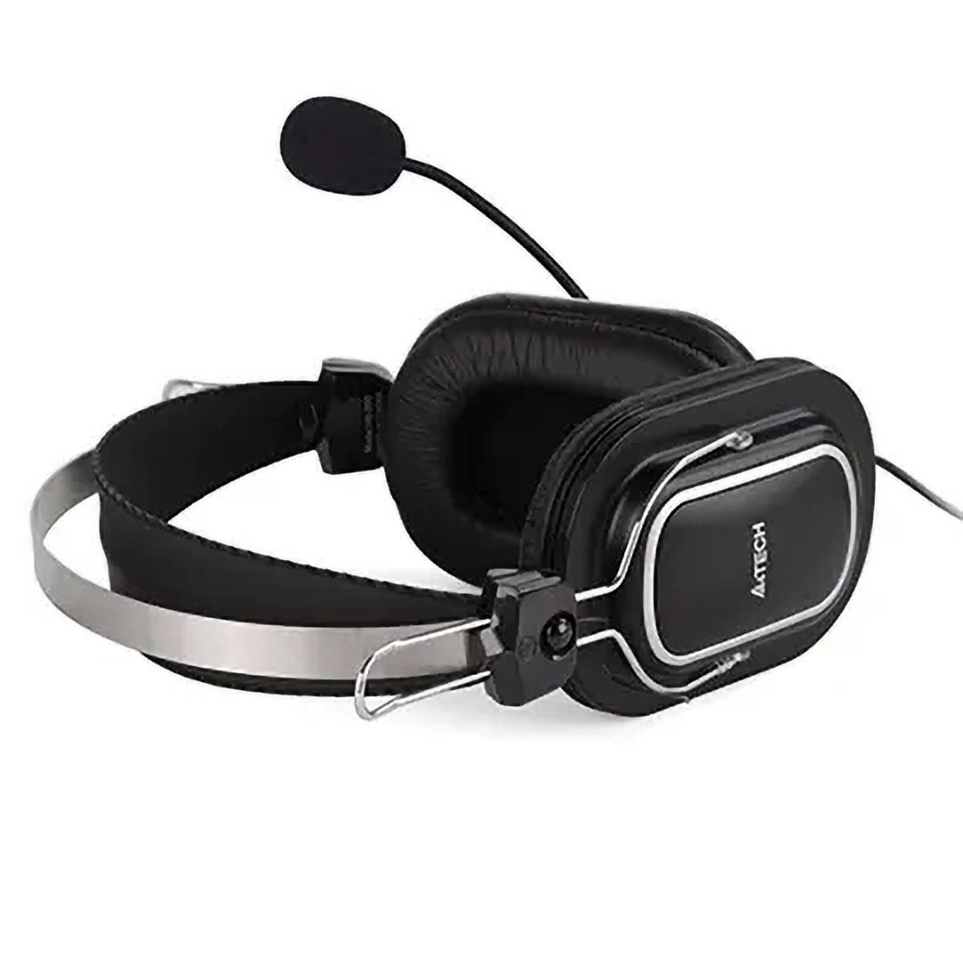 A4Tech Wired Over Ear Headphones with Microphone , Black - HU-50