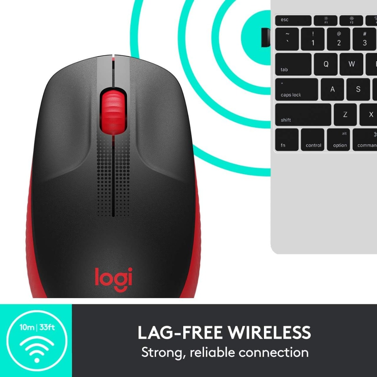 Logitech Wireless Mouse , Red - M190