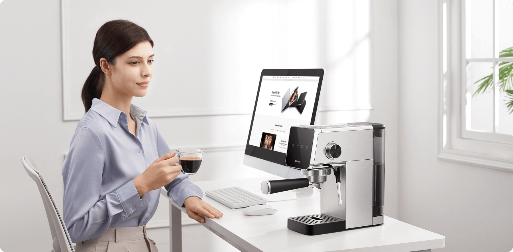 Xiaomi Semi-Automatic Espresso Machine , 0.9 Liter , Silver Black - CME003