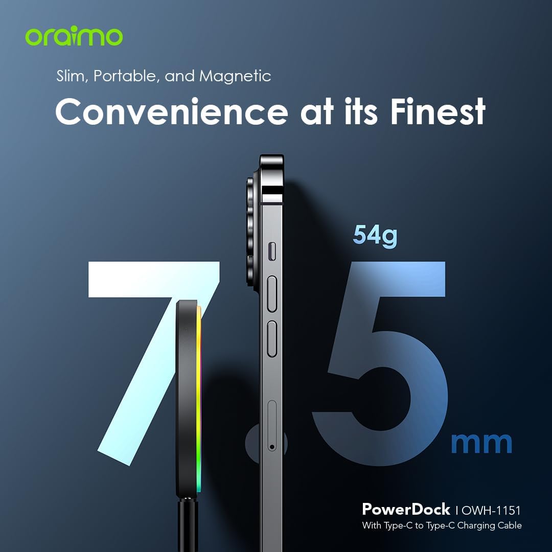 Oraimo PowerDock Wireless Charging Pad , 15 Watt , Black - OWH-1151