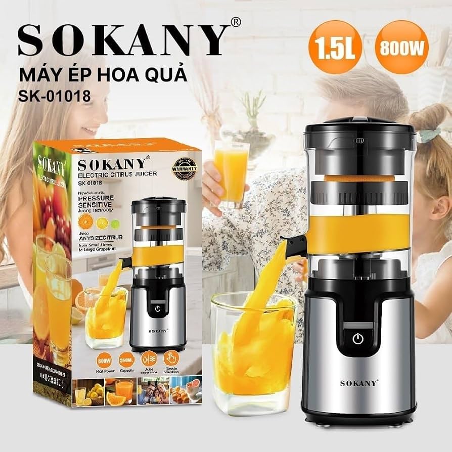 Sokany Electric Juicer , 350 milliliter 800 Watt Black Stainless Steel - SK-01018