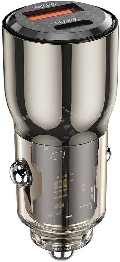 Wiwu Kirsite Geek Car Charger , 2 Ports , 95 Watt , 5 Volt , Transparent and Black - Wi-Qc012