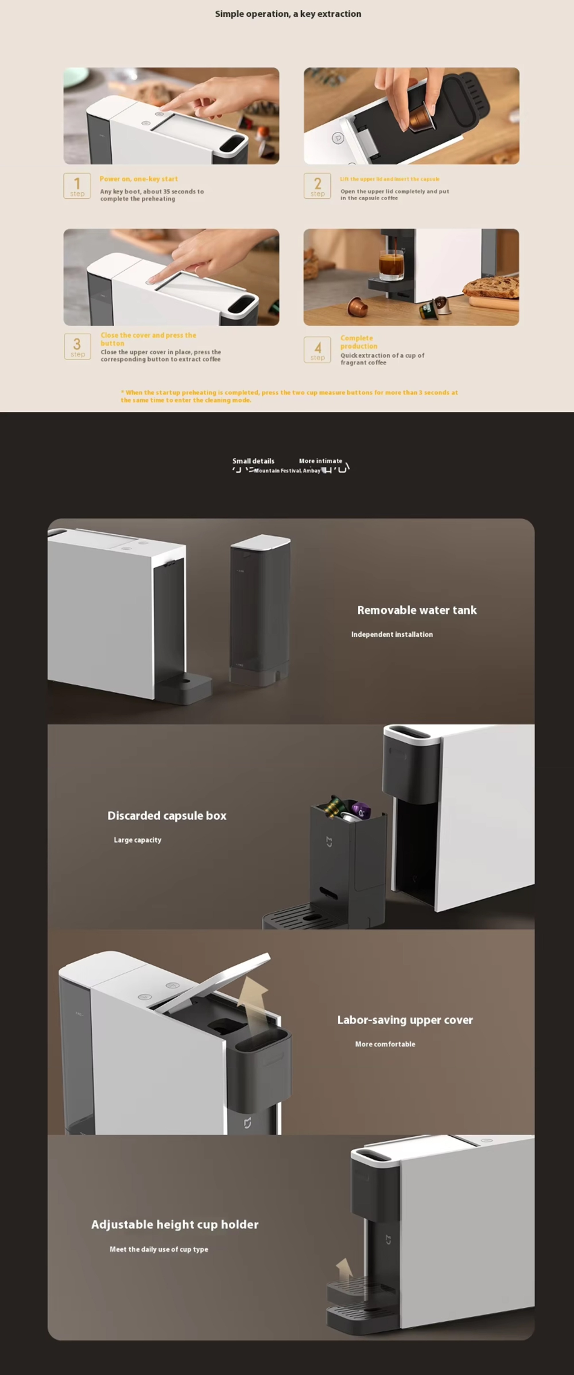 Xiaomi MIJIA Fully Automatic Espresso Machine , 600 milliliter , White Black - S1301