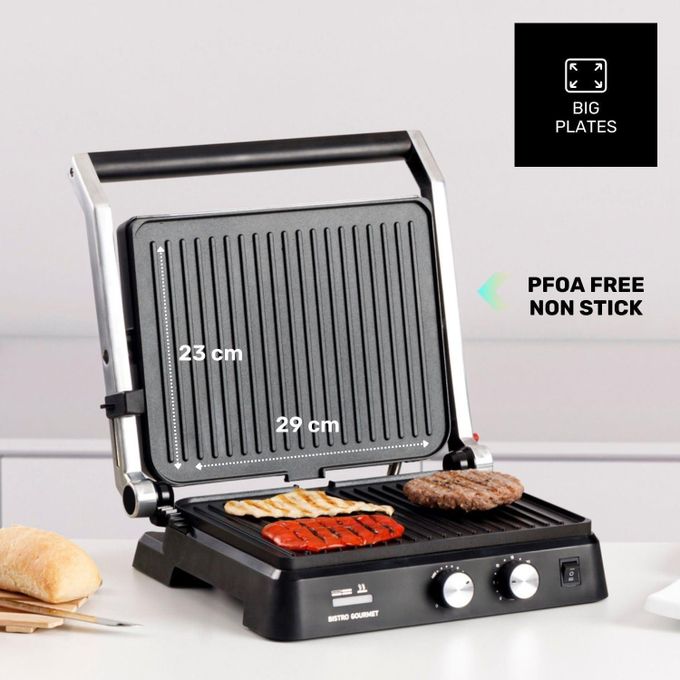 Taurus Bistro Gourmet Electric Grill , 2600 Watt , Black Silver