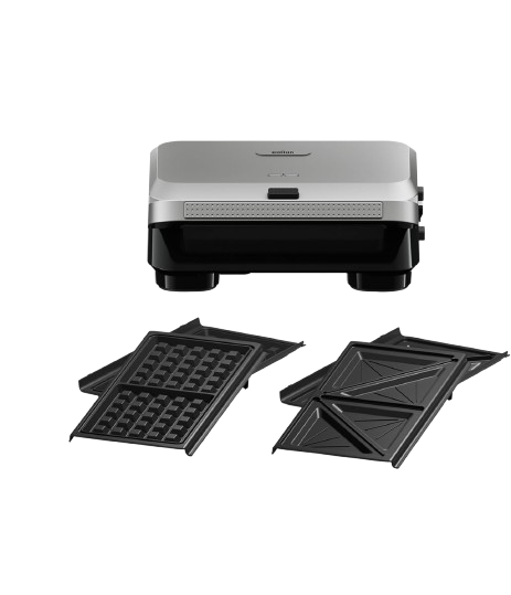 Braun SnackMaker 5 Sandwich and Waffle Maker 800 Watt Silver Black - SM5005