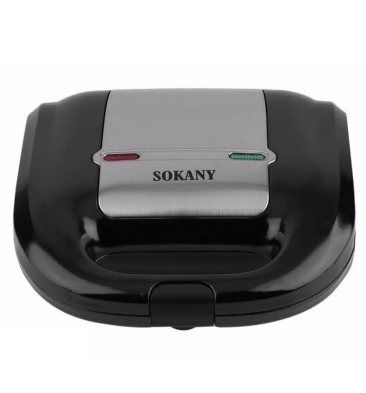 Sokany Sandwich Maker 750 Watt Silver Black - KJ-108