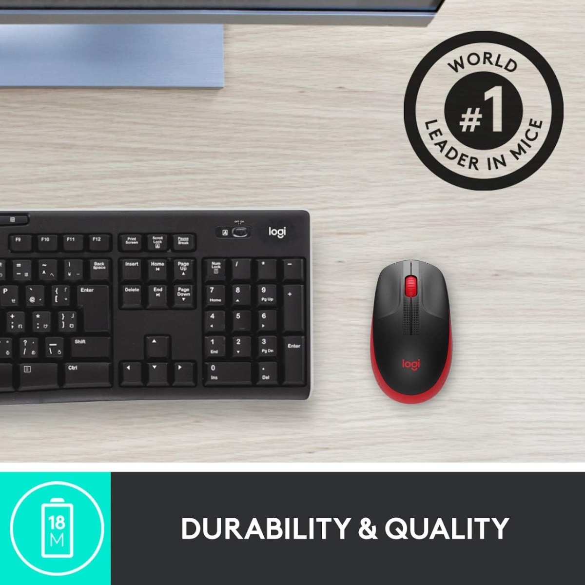 Logitech Wireless Mouse , Red - M190