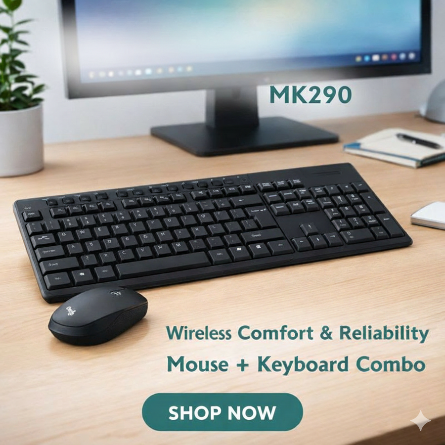 Logitech MK290 Wireless Keyboard and Mouse , Black