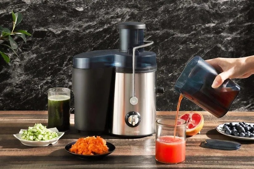 Swiss Pro Plus Juice Extractor , 800 milliliter 450 Watt Black Stainless Steel - SP-PEJ1000