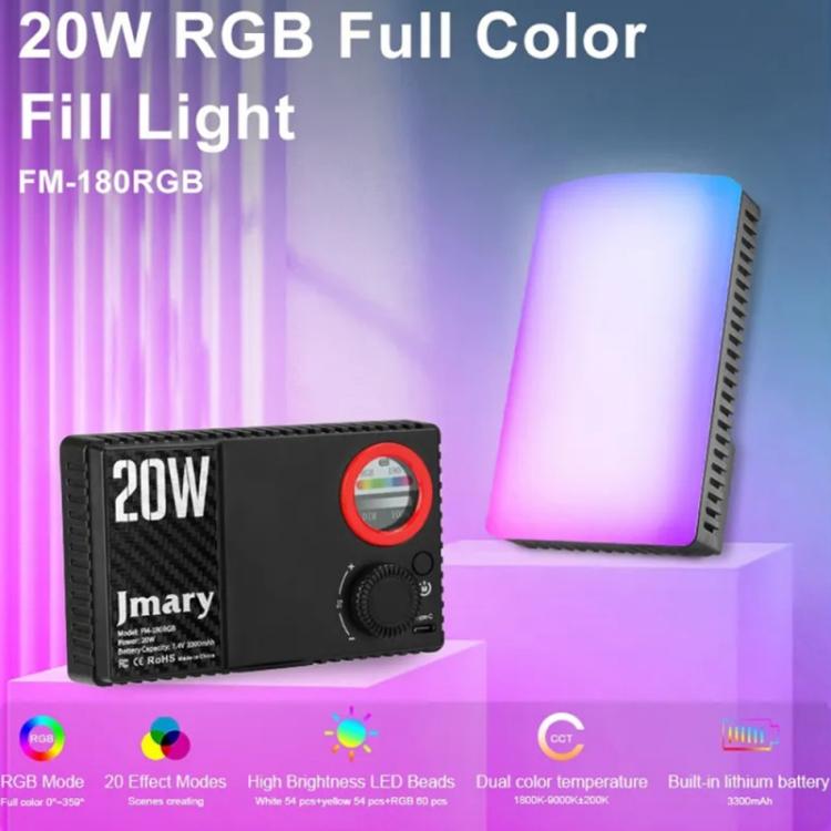 Jmary FM-180RGB LED Video Light ,20 Watt ,Black