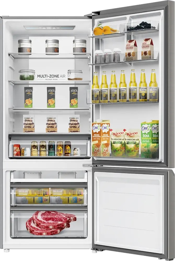 Haier Combi Bottom Freezer Refrigerator , 433 Liter , Silver - HRF-460BMSM