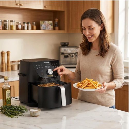 Toshiba Digital Air Fryer , 7.4 Liter , 1850 Watt Black - AF-74CP1VREGH