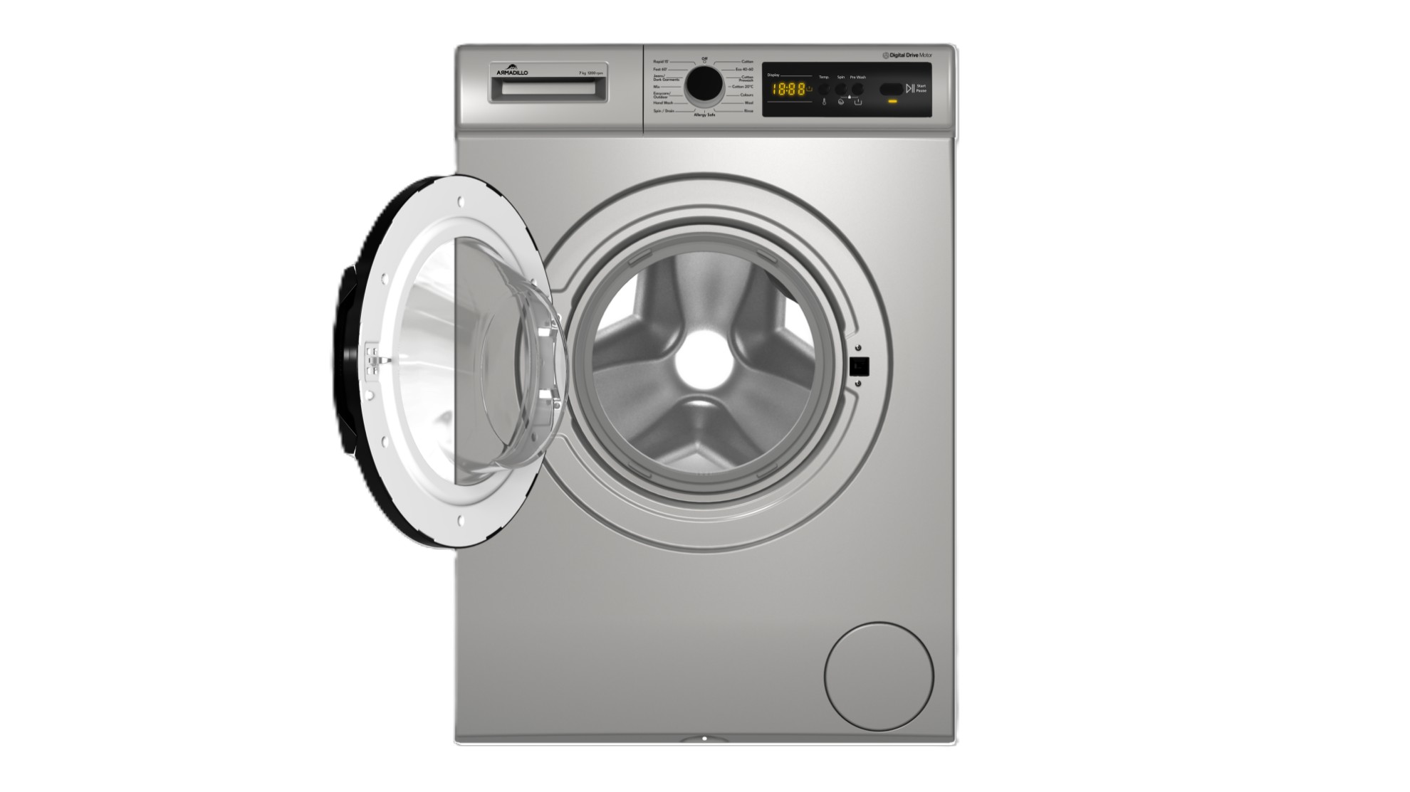 Armadillo Inverter Front Load Washing Machine , 7 kg , Dark Silver - ARM-FL-7K-1200DS
