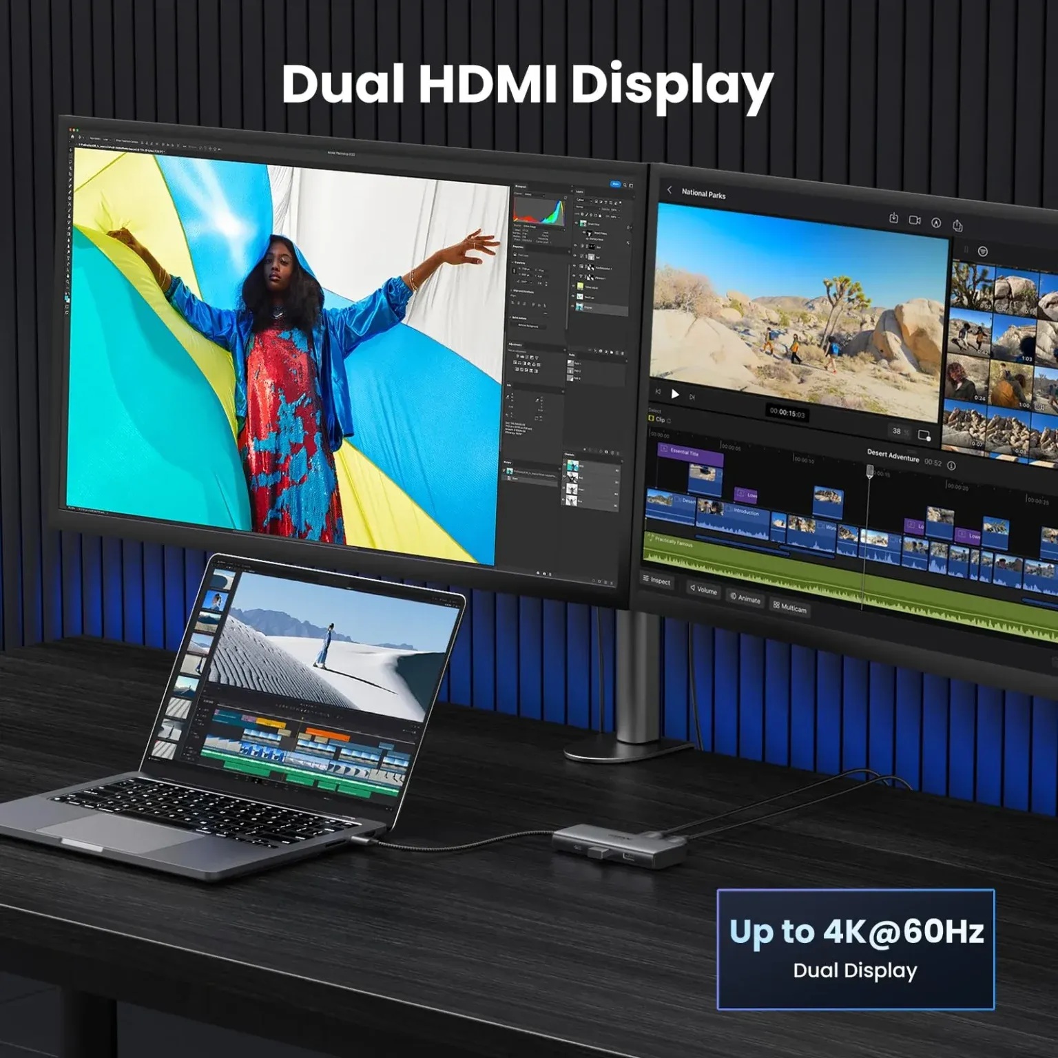 موزع USB متعدد المنافذ يوجرين ريفودوك 206 - 15852 CM498