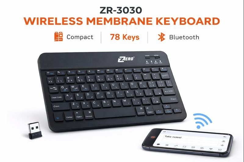Zero Wireless Keyboard , Black - ZR-3030