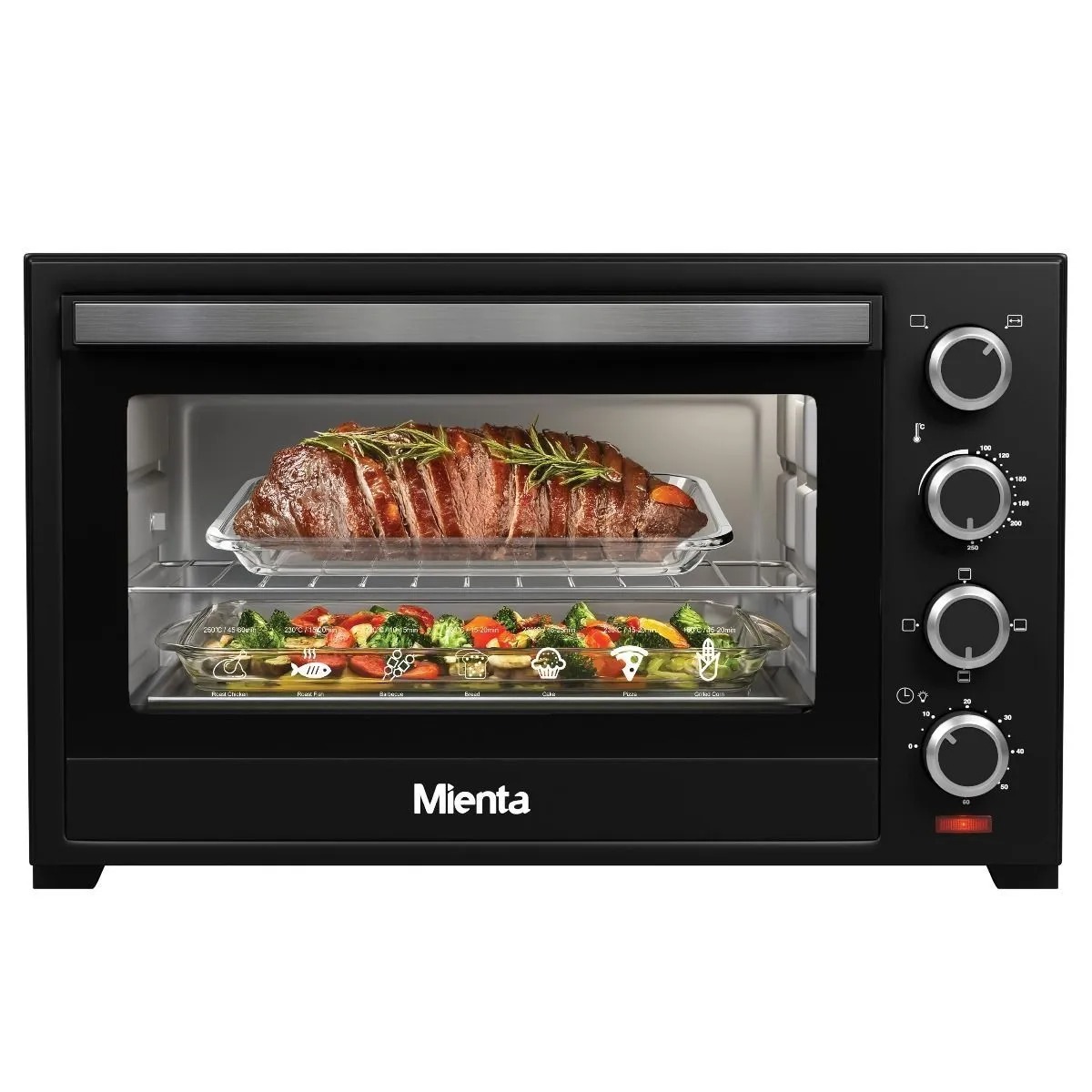 Mienta Electric Oven , 60 Liter 2000 Watt , Black - OV301138A