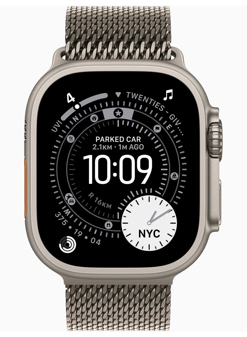 Apple Ultra 3 Smart Watch, S/M Band , 49 Millimeter Natural Titanium and Natural Titanium Milanese