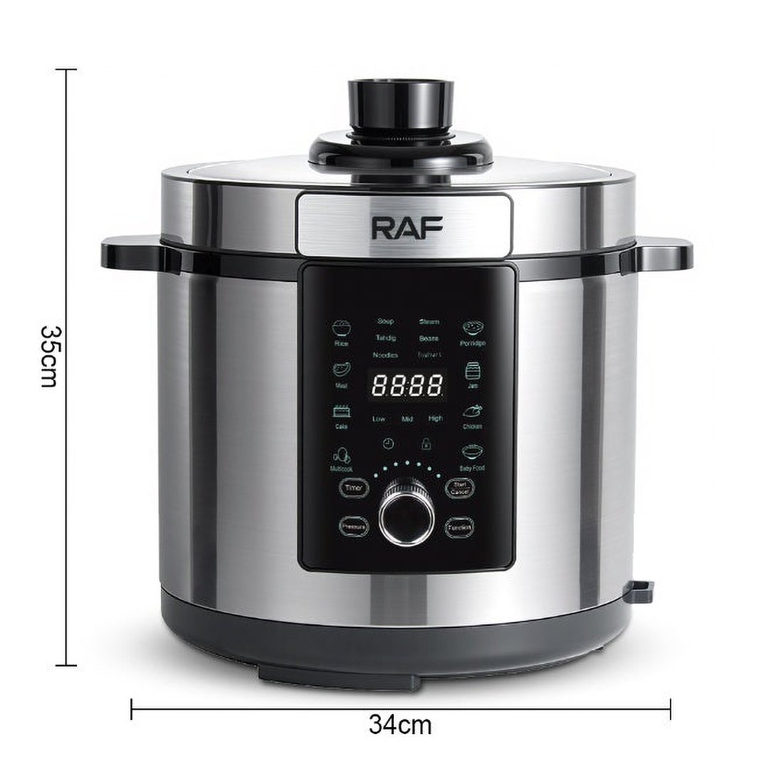 Raf Digital Electric Pressure Cooker , 6 Liter 1000 Watt , Silver Black - R.184