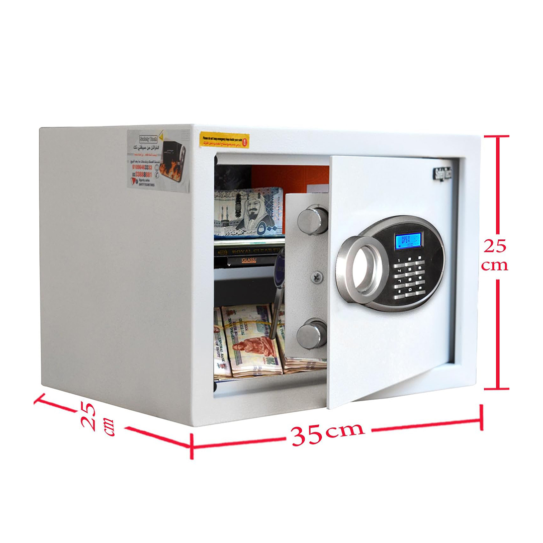 Safety Tech Digital Electronic with Key Lock Safe Box ,25 Liter ,White - GN 25 EUD 613