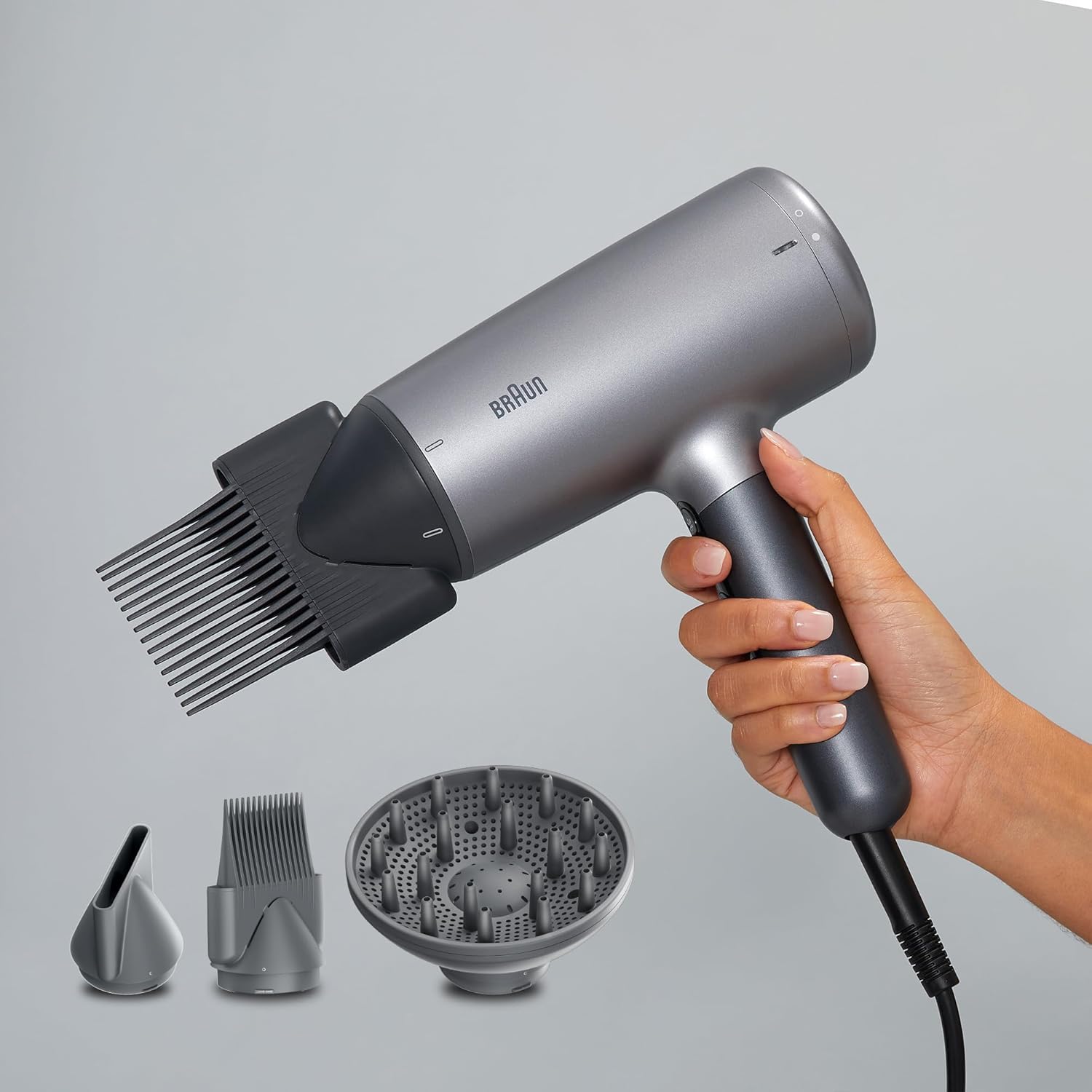 Braun HD 4.3 Hair Dryer 2200 Watt , Black Silver - BRHD435SDE