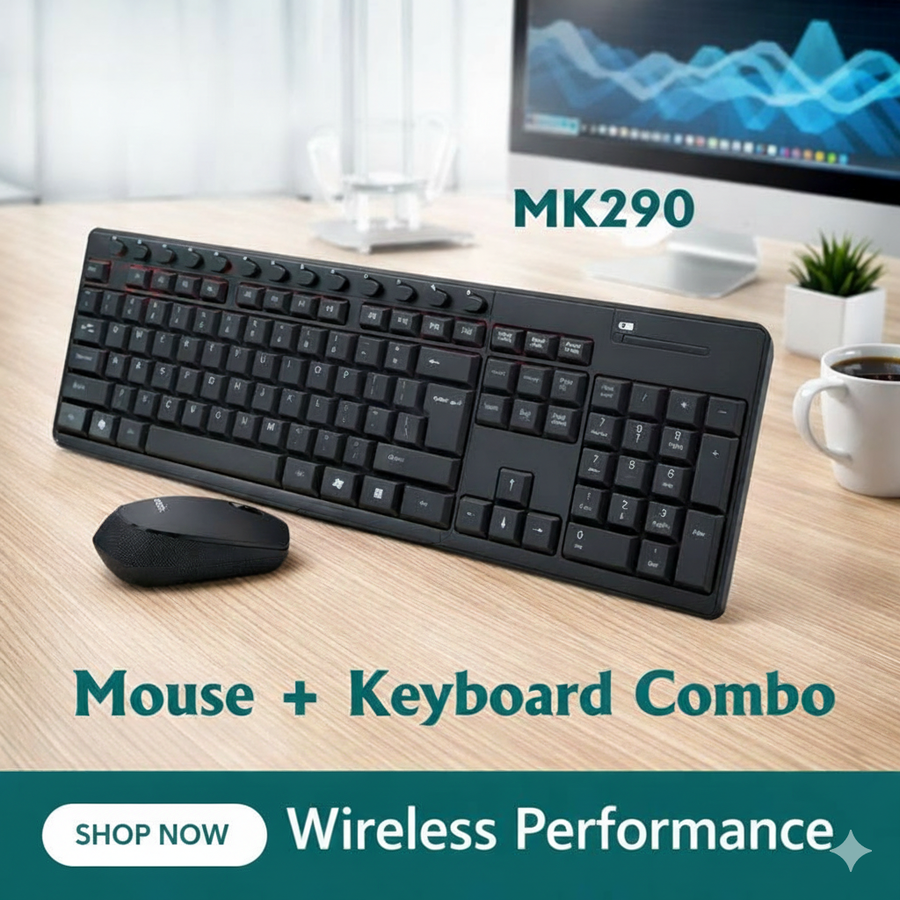 Logitech MK290 Wireless Keyboard and Mouse , Black