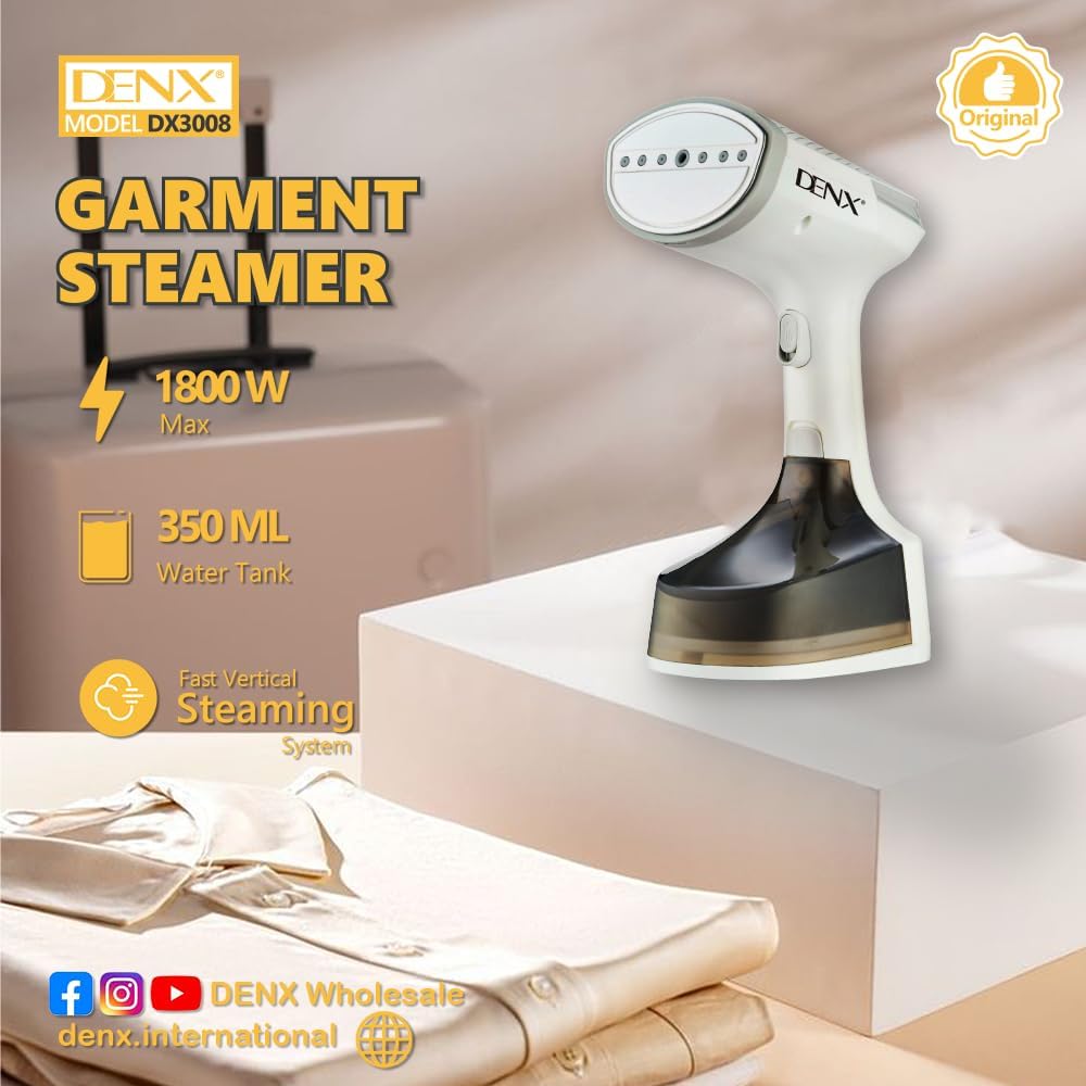مكواه بخار عمودية محمولة دينكس ، قدرة 1800 وات ، 350 مل ، ابيض ورمادي - DX3008