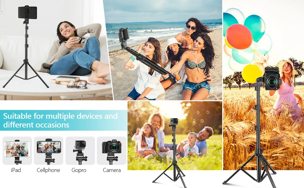 Jmary MT-36 Extendable Selfie Stick Tripod forSmartphones, tablets (iPads), GoPro, and cameras Black