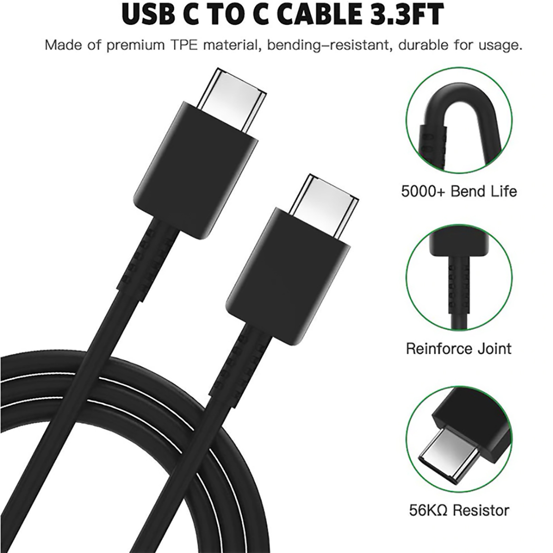كابل موبايل Type C سامسونج ، طول 1.2 متر ، اسود - EP-DG977