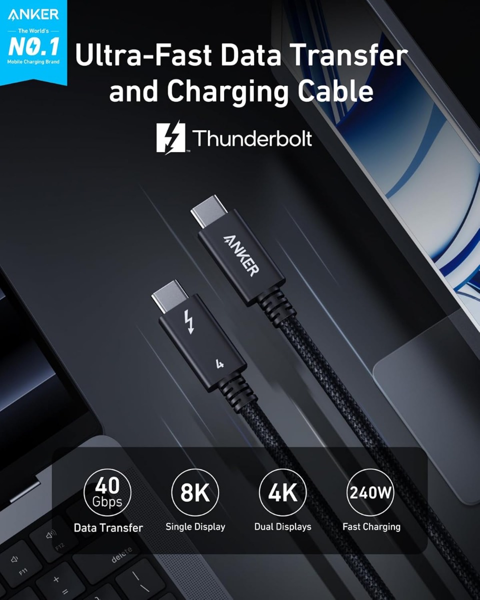 كابل موبايل Type C انكر برايم ، طول 3.3 قدم ، اسود - A84N0