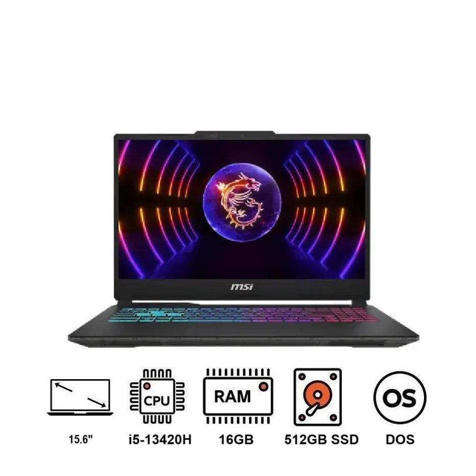 لاب توب ام اس اي Cyborg 15 A13UDX ، معالج انتل كور i7-13620H 15.6 بوصة ، هارد 512 جيجا بايت SSD ، رام 16 جيجا بايت ، كارت شاشة انفيديا جي فورس RTX 3050 ،فري دوس - اسود