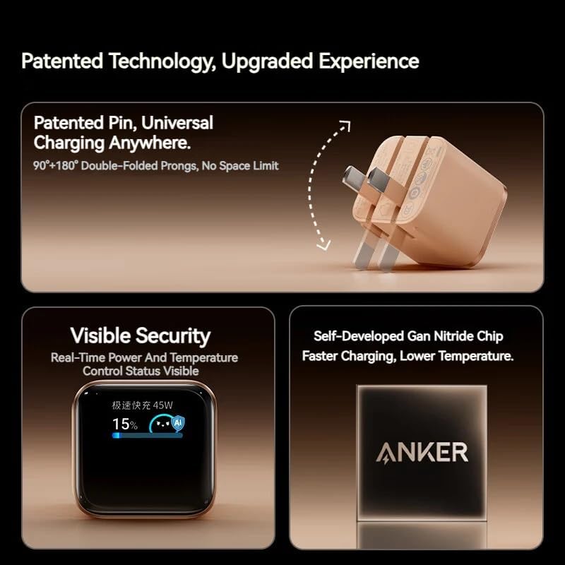 Anker Smart Wall Charger , 1 Ports Type C , 45 Watt 120 Volt Black - (Chinese Version)