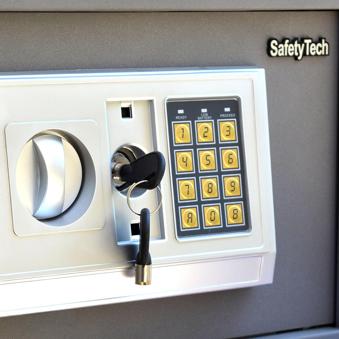 Safety Tech Digital Electronic with Key Lock Safe Box ,25 Liter ,Gray - GN25 EIA 611
