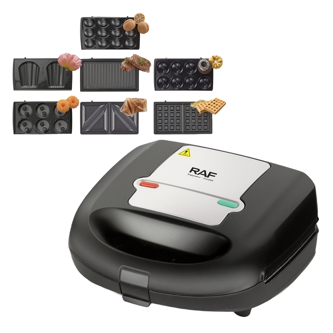 Raf 7 in 1 Sandwich Maker 750 Watt Black Silver - R.2691