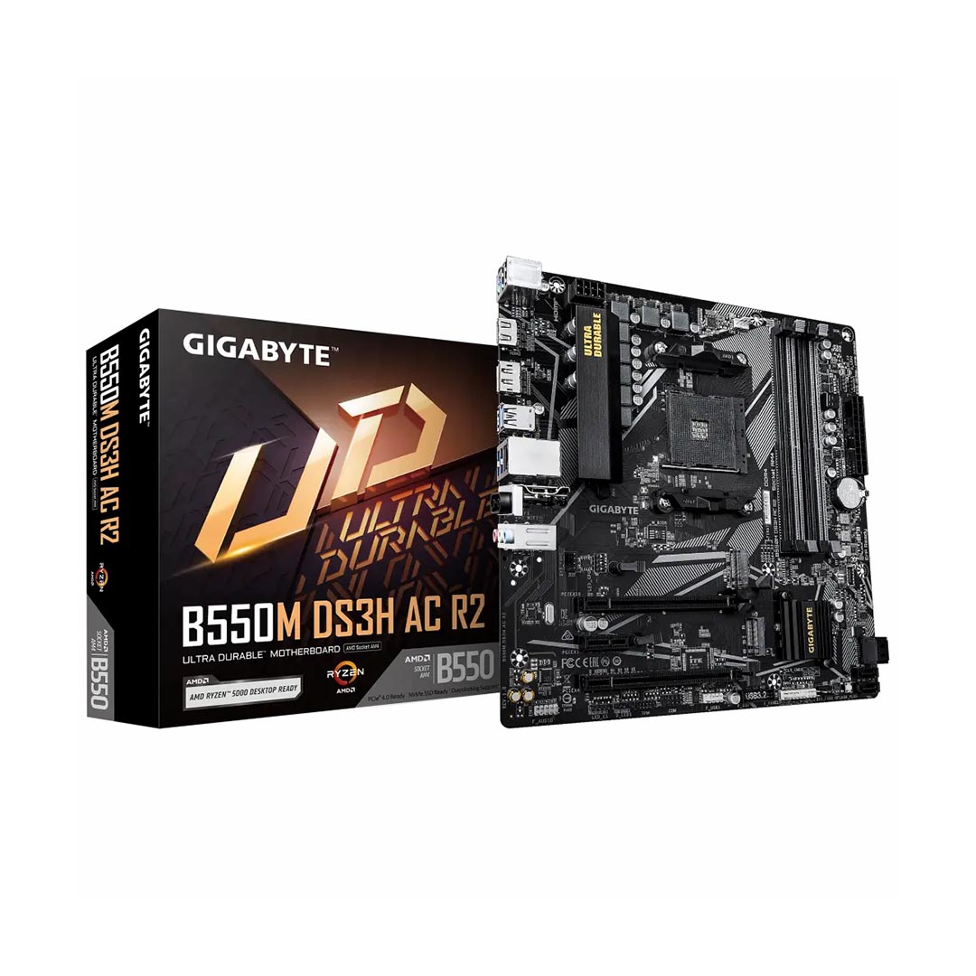 ماذر بورد جيجابايت B550M DS3H AC R2 ، AMD ، mATX - اسود
