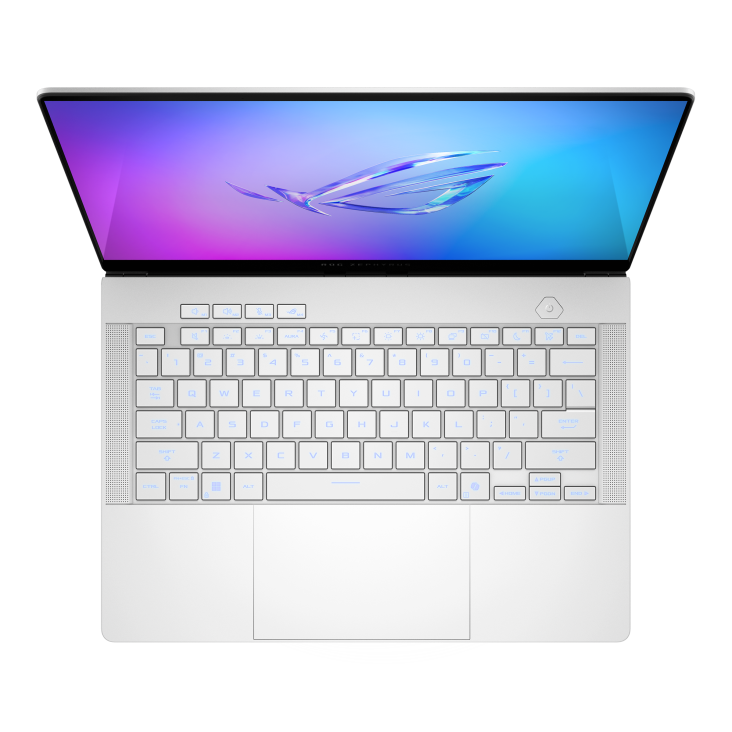 لاب توب جيمنج اسوس روج زيفروس G14 - GA403WR-WH320W ، معالج ايه ام دي رايزن AI 9 HX 370 14 بوصة ، هارد 1 تيرا بايت SSD ، رام 32 جيجا بايت ، كارت شاشة انفيديا جي فورس RTX 5070 TI ،ويندوز 11 - ابيض بلاتنيوم