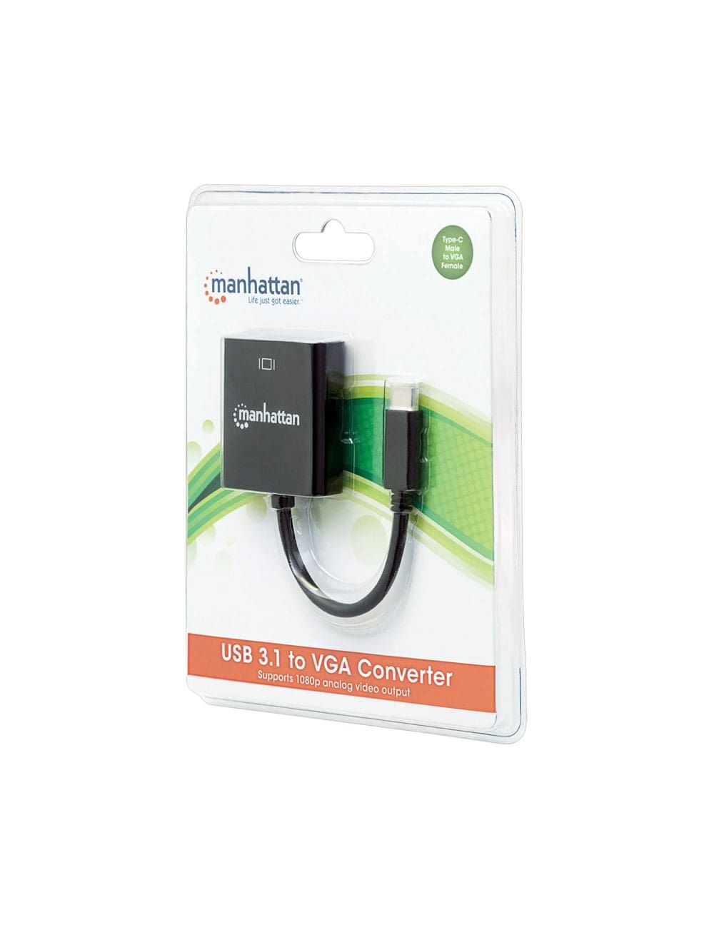Manhattan USB-C to VGA Converter ,Black