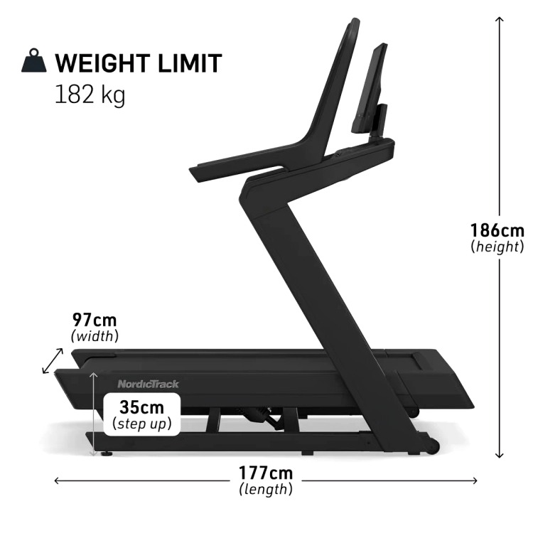 Nordic Track X24 Treadmill , 181 Kilogram 4.25 horsepower , Black