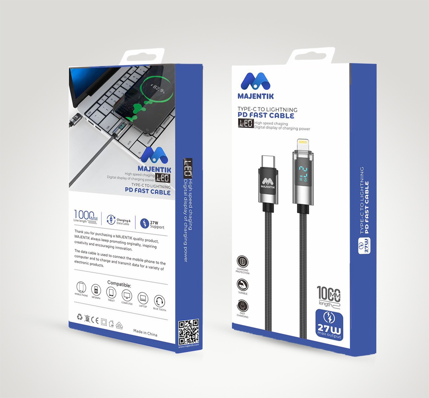Majentik Lightning Mobile Cable 1 Meter Black - CL-002